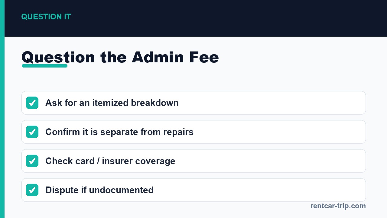 Question the damage admin fee
