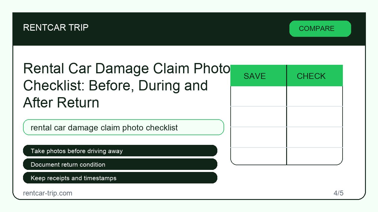 Rental Car Damage Claim Photo Checklist: Before, During and After Return - Compare image