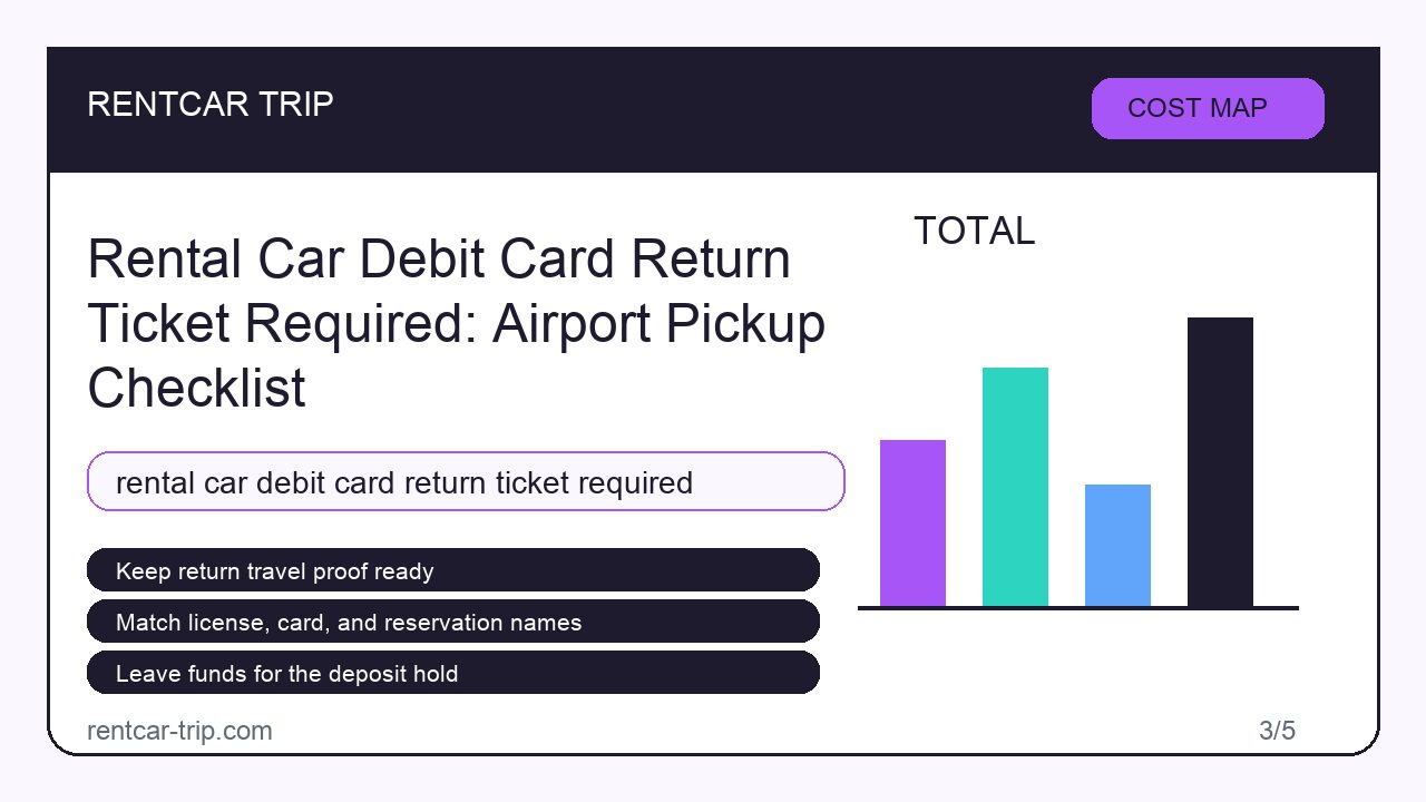 Rental Car Debit Card Return Ticket Required: Airport Pickup Checklist - Cost Map image