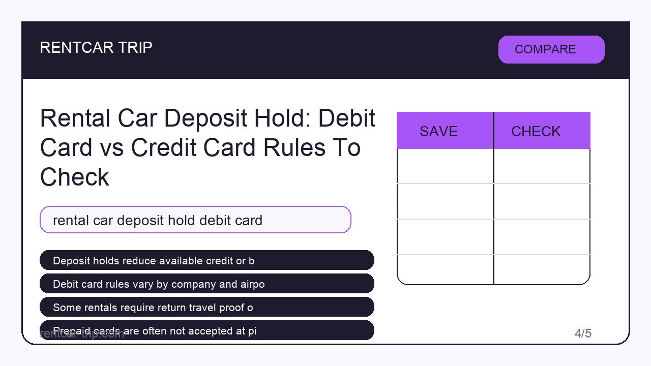 Rental Car Deposit Hold: Debit Card vs Credit Card Rules To Check - Compare image