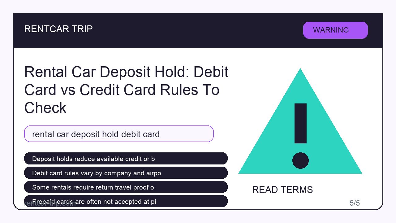 Rental Car Deposit Hold: Debit Card vs Credit Card Rules To Check - Warning image