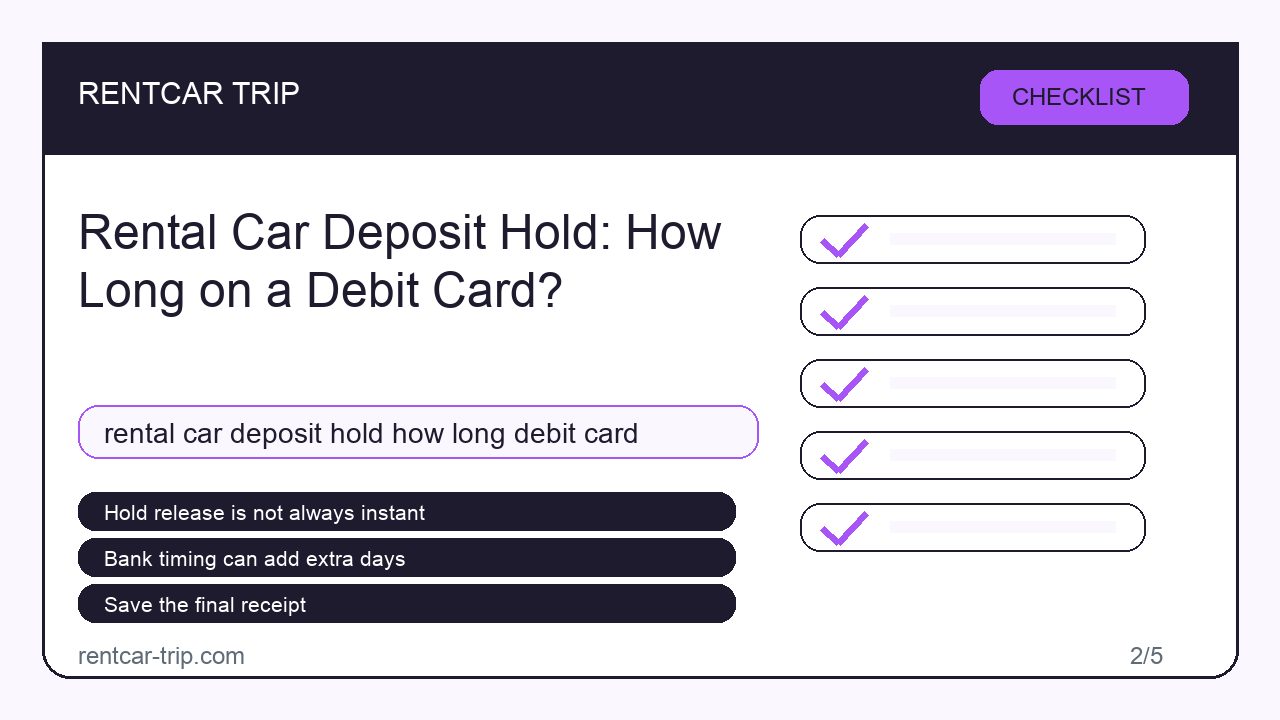 Rental Car Deposit Hold: How Long on a Debit Card? - Checklist image