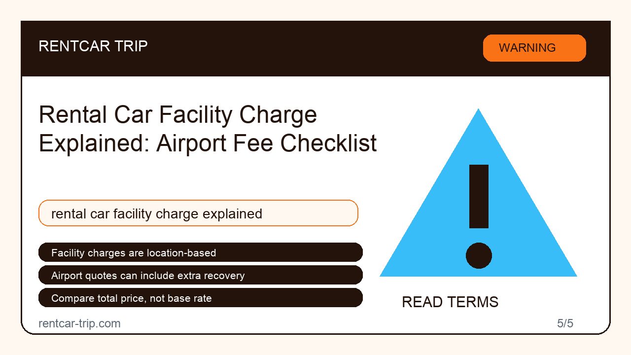 Rental Car Facility Charge Explained: Airport Fee Checklist - Warning image