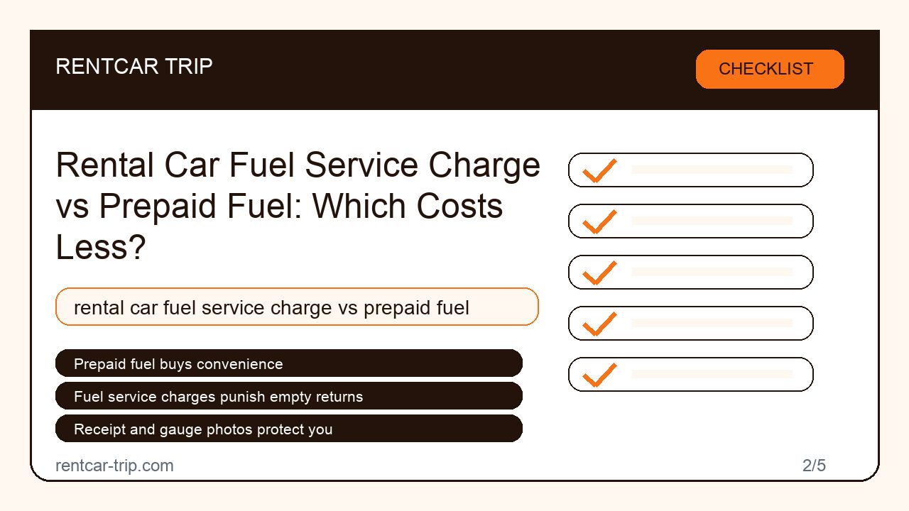 Rental Car Fuel Service Charge vs Prepaid Fuel: Which Costs Less? - Checklist image