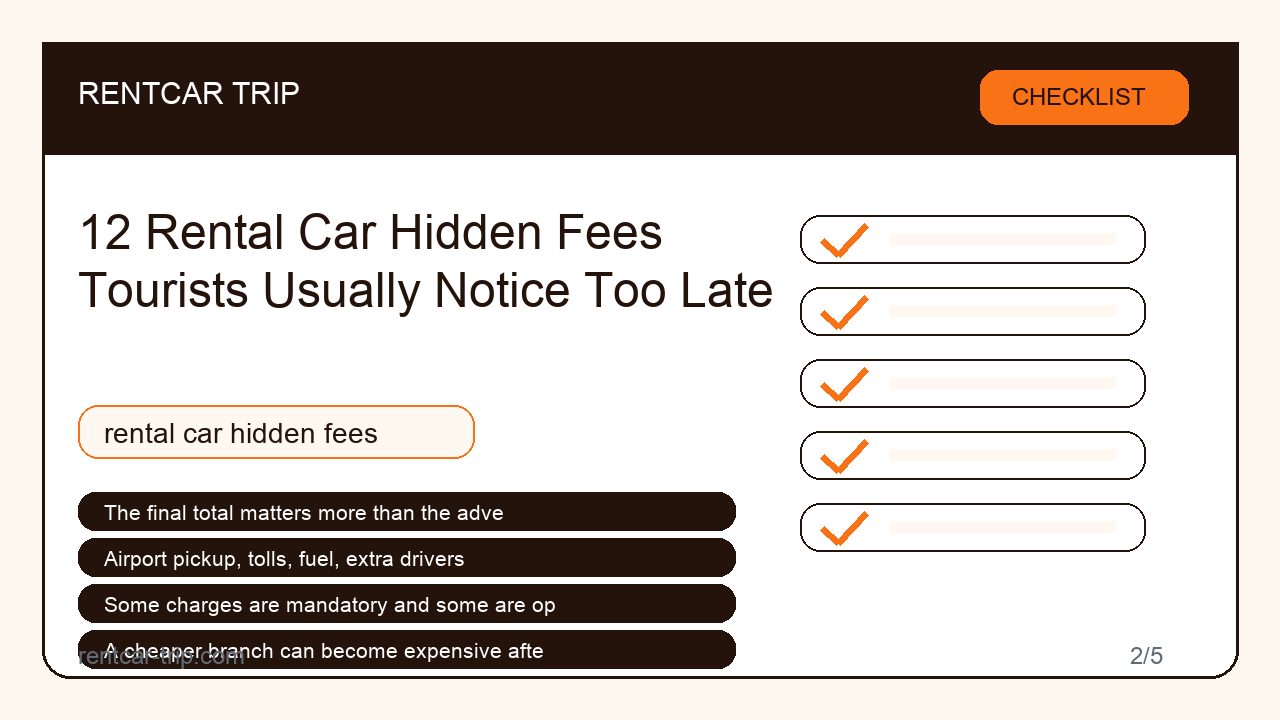 12 Rental Car Hidden Fees Tourists Usually Notice Too Late - Checklist image