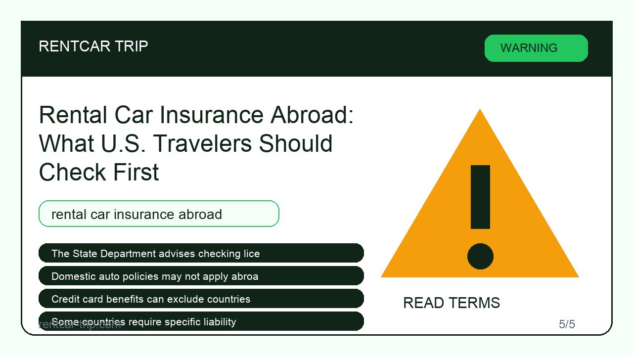 Rental Car Insurance Abroad: What U.S. Travelers Should Check First - Warning image