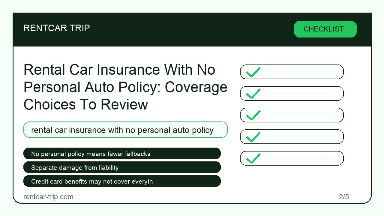 Rental Car Insurance With No Personal Auto Policy: Coverage Choices To Review - Checklist image