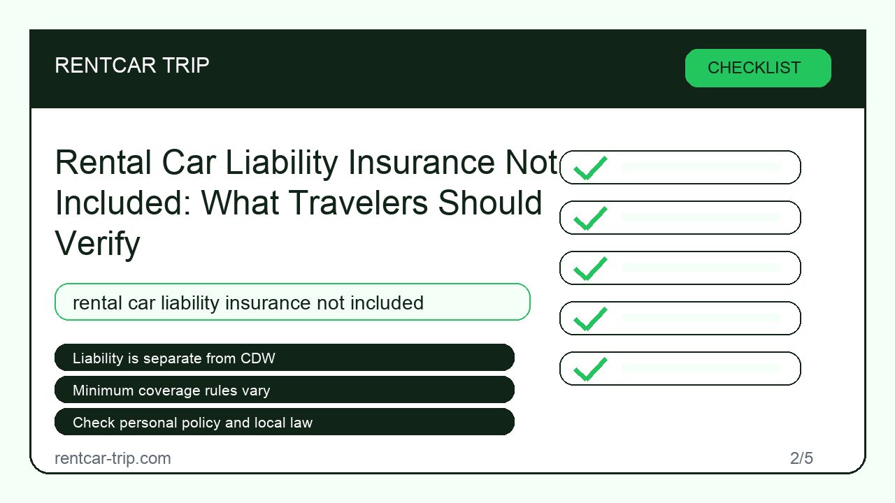 Rental Car Liability Insurance Not Included: What Travelers Should Verify - Checklist image