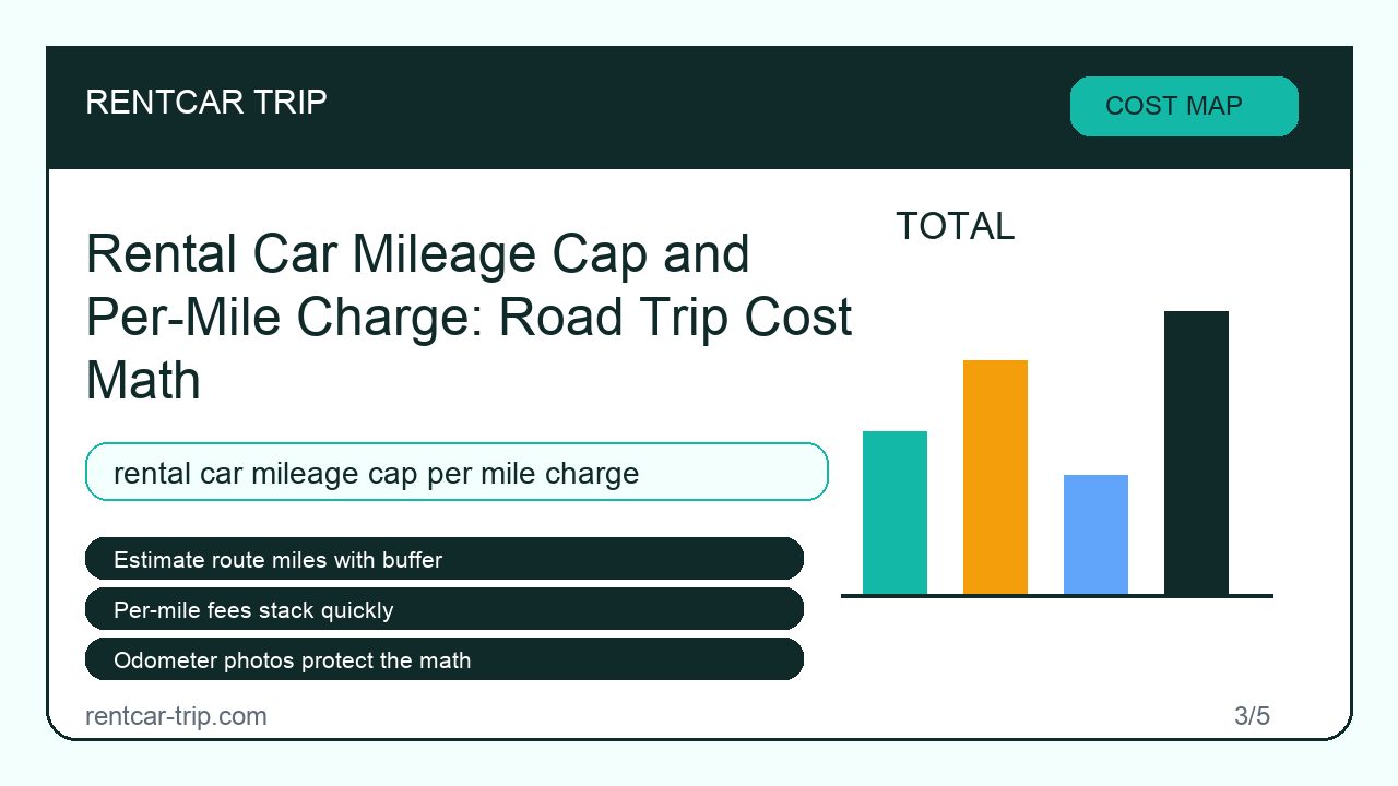 Rental Car Mileage Cap and Per-Mile Charge: Road Trip Cost Math - Cost Map image