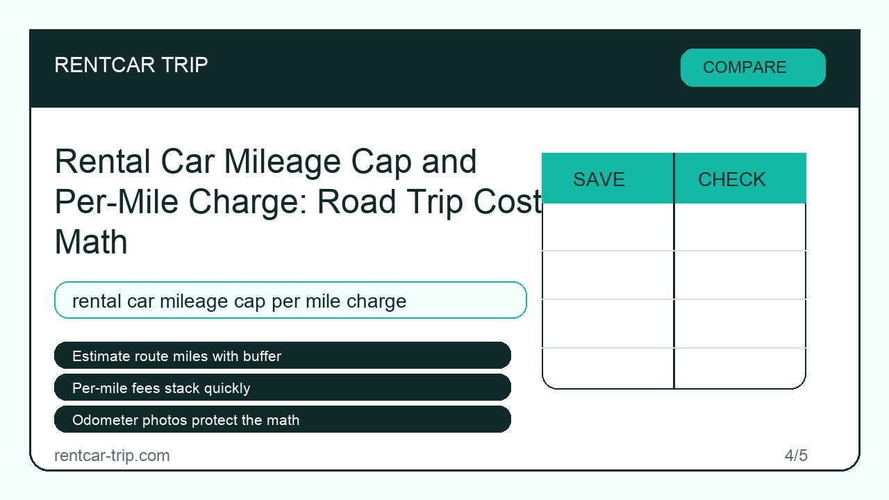 Rental Car Mileage Cap and Per-Mile Charge: Road Trip Cost Math - Compare image