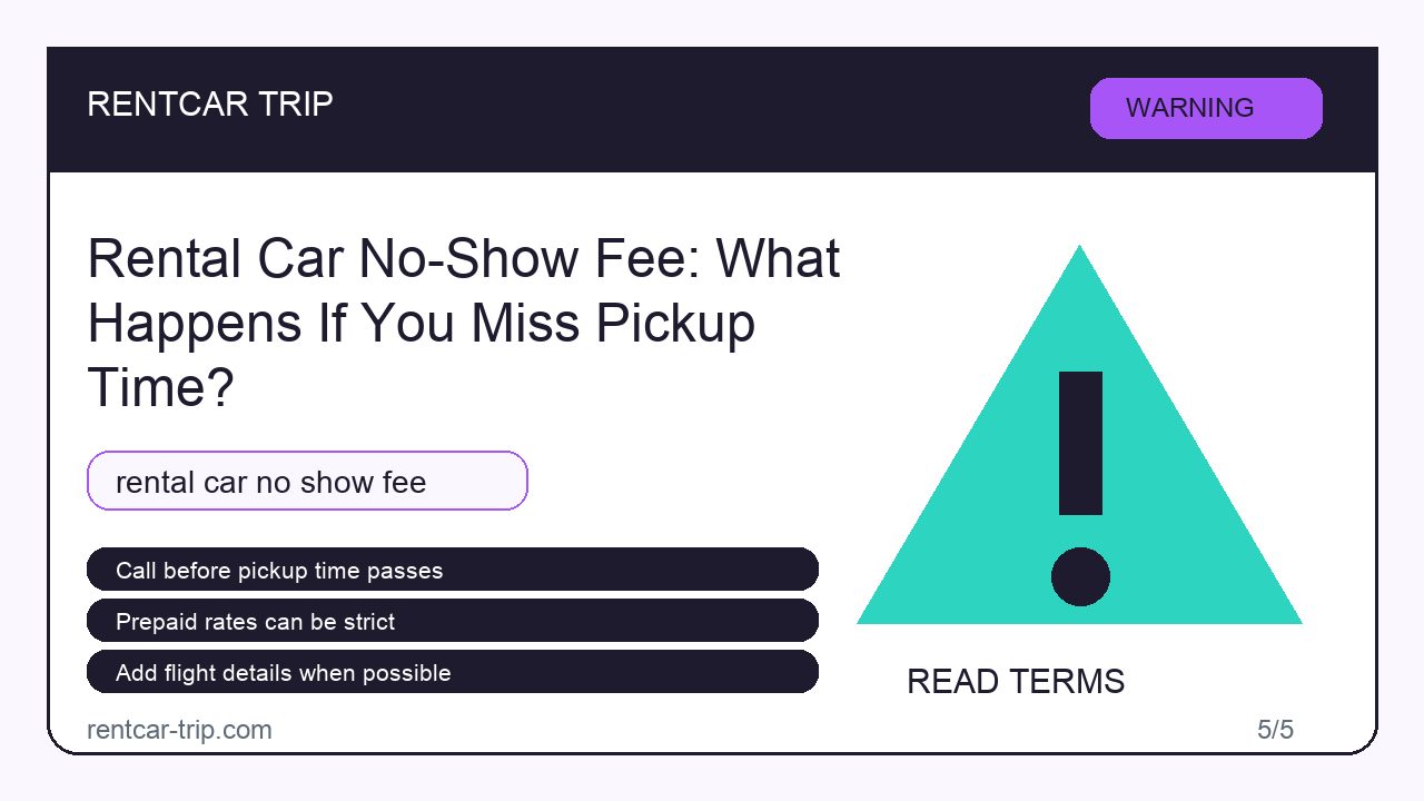 Rental Car No-Show Fee: What Happens If You Miss Pickup Time? - Warning image