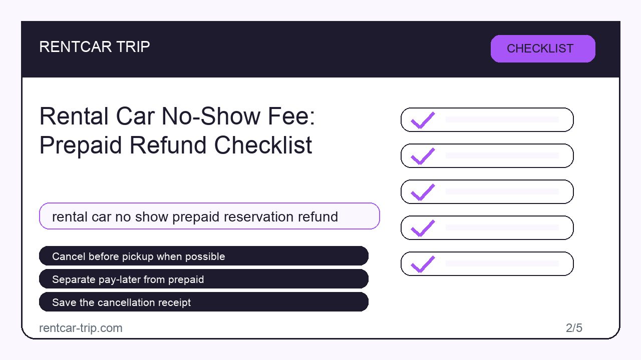 Rental Car No-Show Fee: Prepaid Refund Checklist - Checklist image