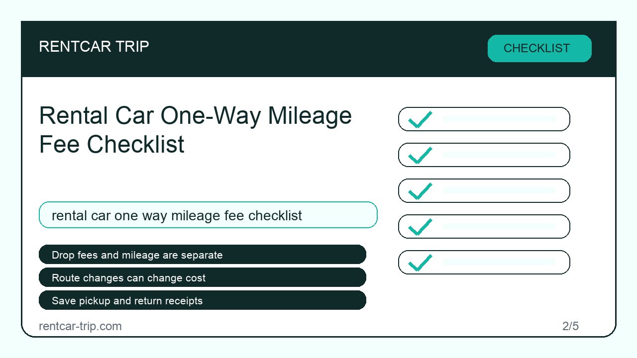 Rental Car One-Way Mileage Fee Checklist - Checklist image