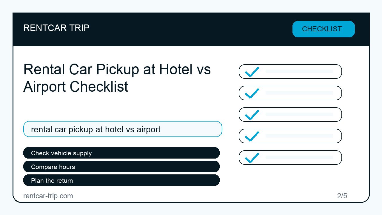 Rental Car Pickup at Hotel vs Airport Checklist - Checklist image