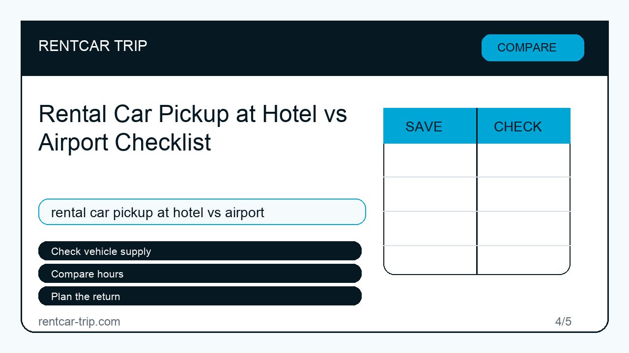 Rental Car Pickup at Hotel vs Airport Checklist - Compare image