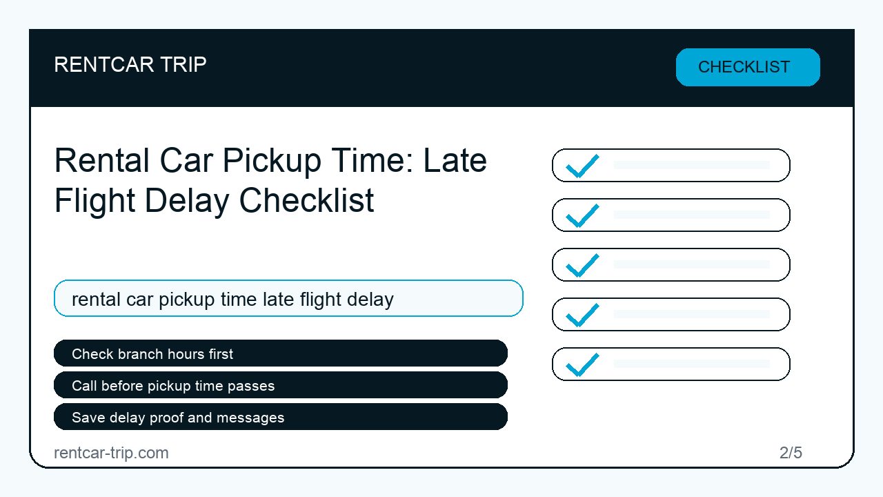 Rental Car Pickup Time: Late Flight Delay Checklist - Checklist image