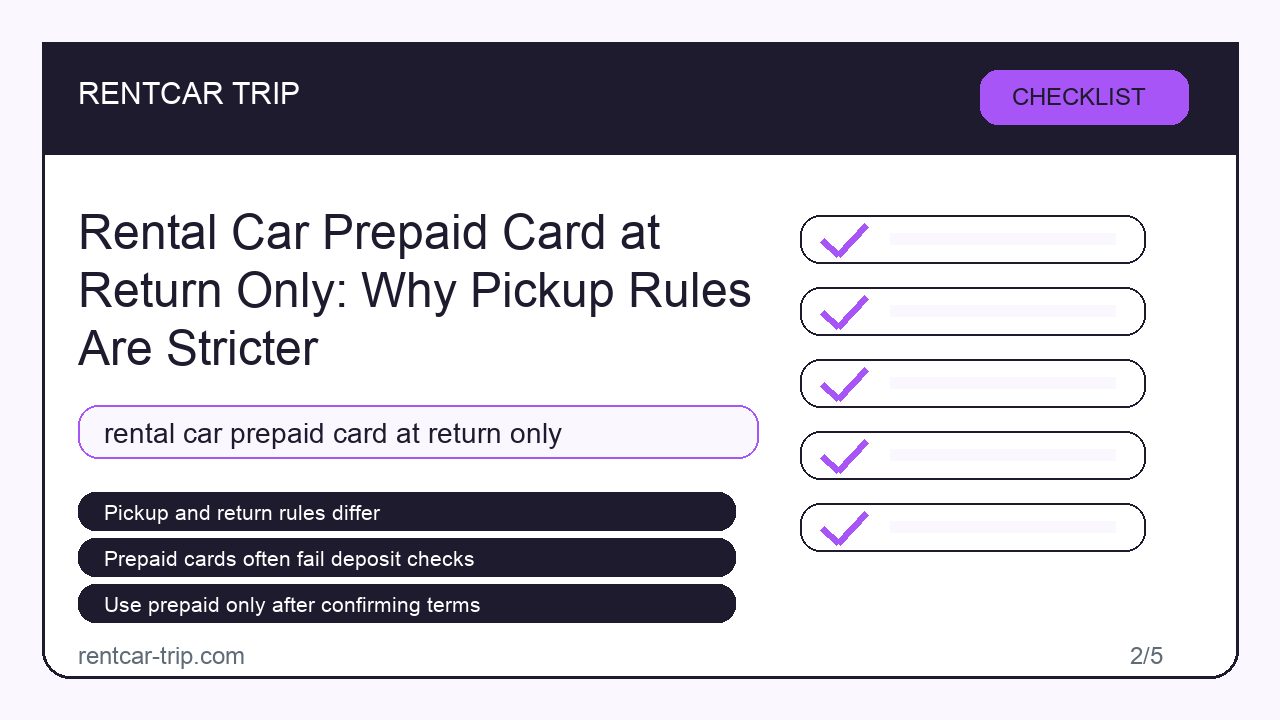 Rental Car Prepaid Card at Return Only: Why Pickup Rules Are Stricter - Checklist image