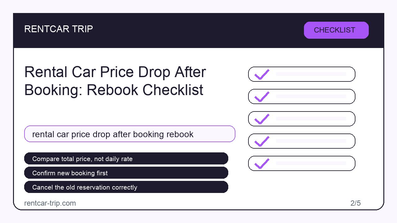 Rental Car Price Drop After Booking: Rebook Checklist - Checklist image