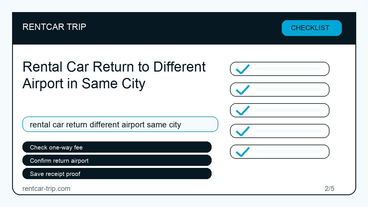 Rental Car Return to Different Airport in Same City - Checklist image