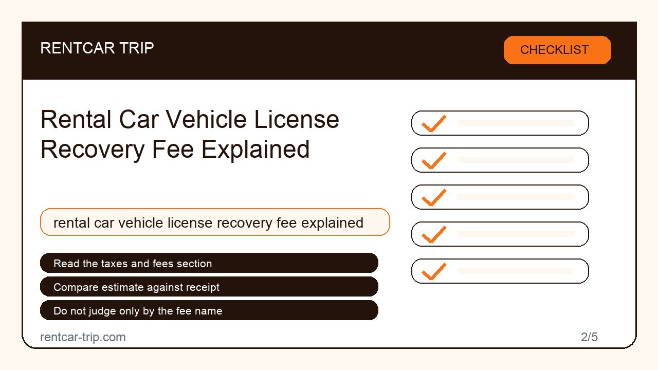 Rental Car Vehicle License Recovery Fee Explained - Checklist image