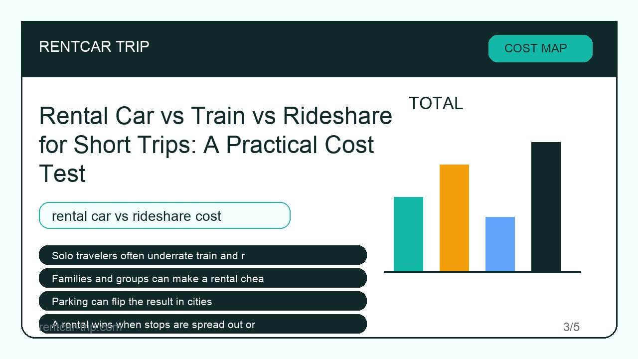 Rental Car vs Train vs Rideshare for Short Trips: A Practical Cost Test - Cost Map image