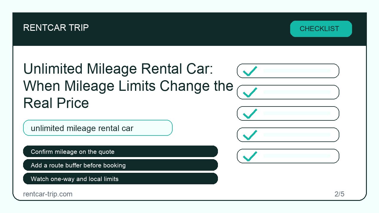Unlimited Mileage Rental Car: When Mileage Limits Change the Real Price - Checklist image