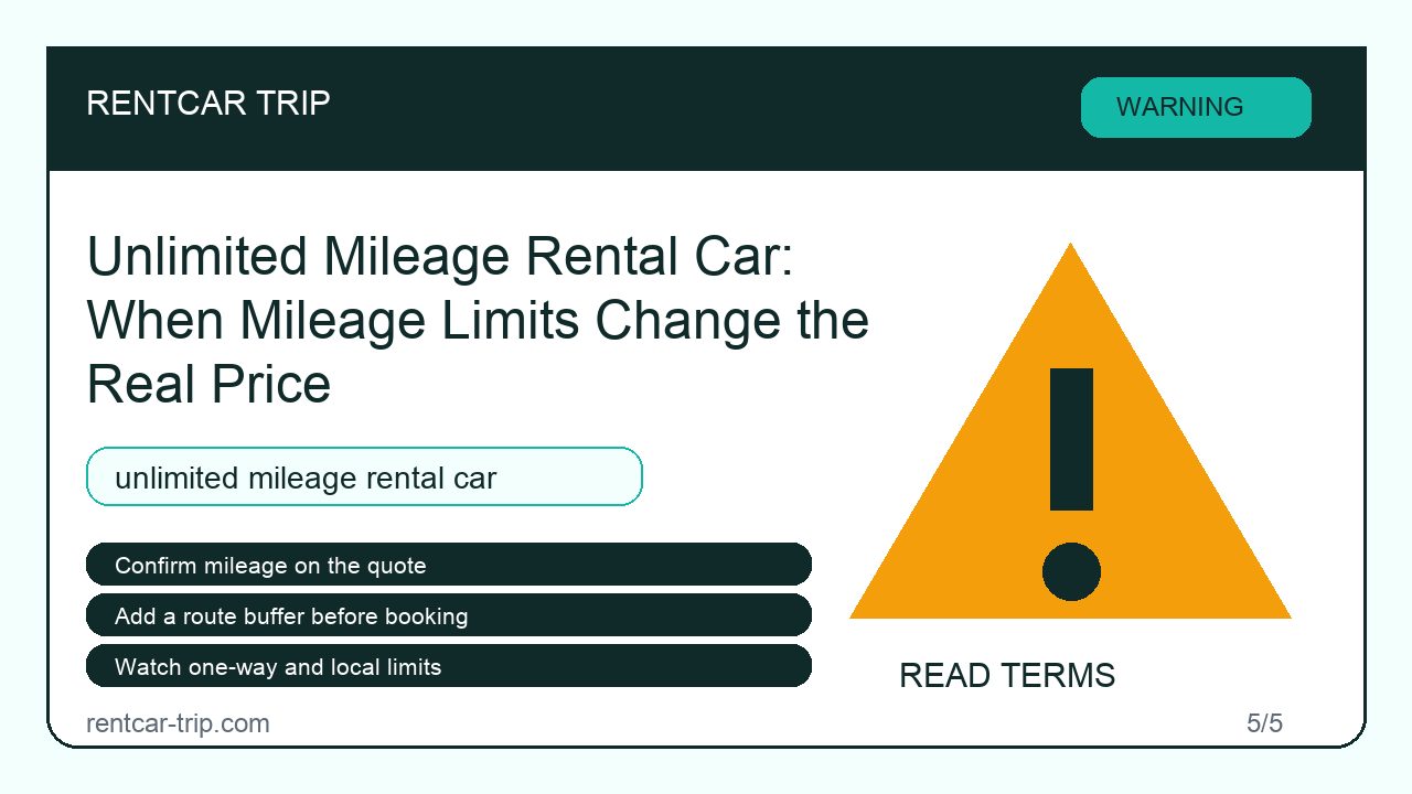 Unlimited Mileage Rental Car: When Mileage Limits Change the Real Price - Warning image
