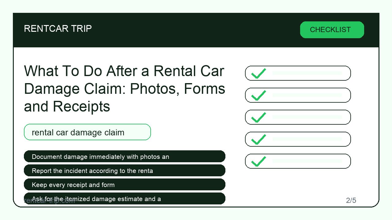 What To Do After a Rental Car Damage Claim: Photos, Forms and Receipts - Checklist image
