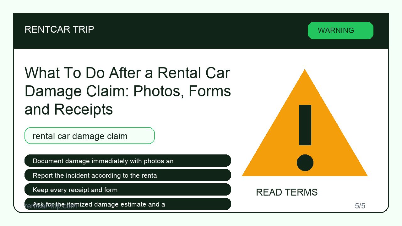 What To Do After a Rental Car Damage Claim: Photos, Forms and Receipts - Warning image