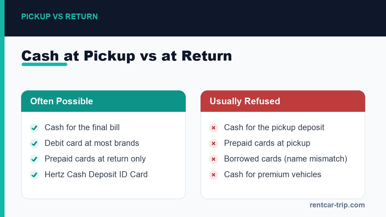Cash at rental pickup vs at return