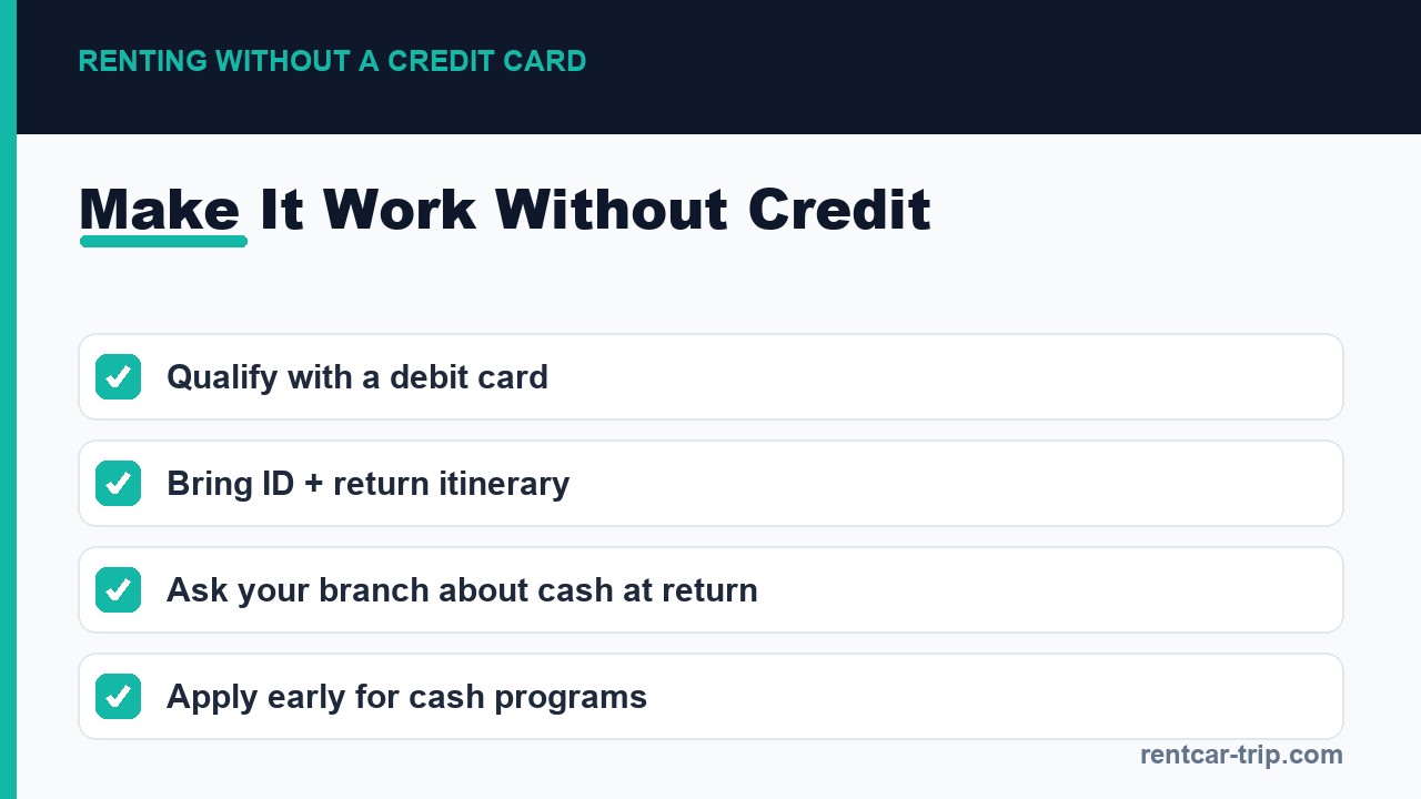 Renting a car without a credit card checklist